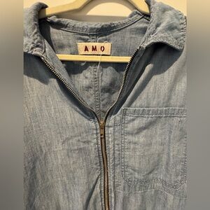 AMO Denim short sleeve zipper jumpsuit